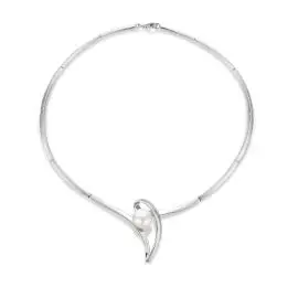 SØLV HALSCOLLIE MED FERSKVANDSPERLE - Halskæde