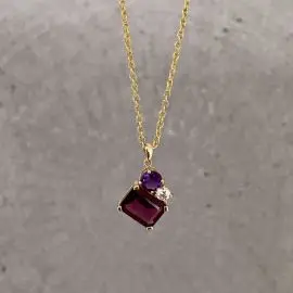 8KT GULD HALSKÆDE MED AMETYST - Halskæde