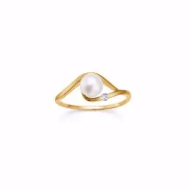 14KT GULD RING MED FERSKVANDSPERLE OG ZIRKON - Guld &amp; Sølv Design