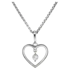 HVIDGULD HJERTE HALSKÆDE - Hvidguld halskæde