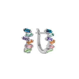 SØLV ØRERINGE MED FARVEDE ZIRKON - 