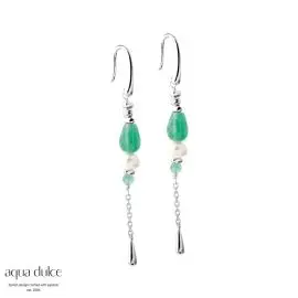 SØLV VERDE DROP ØRERINGE - 