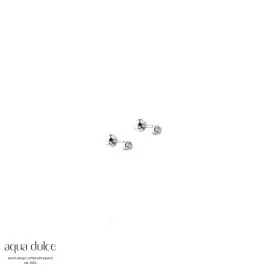 SØLV EILA BEZEL & BALL ØRERINGE - Aqua Dulce