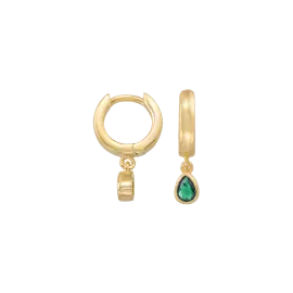 FORGYLDTE ØRERINGE MED GRØN ZIRKON - JewelTime