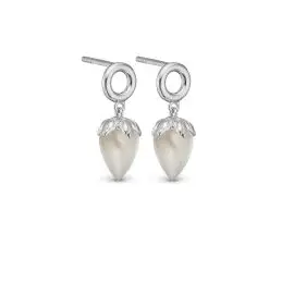 SØLV ØRESTIKKER MED MÅNESTEN - 