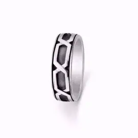 SØLV HERRE RING MED MØNSTER - Ringe