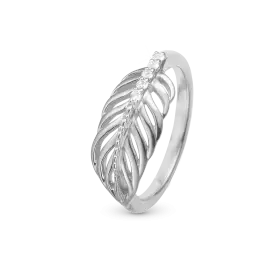 SØLV FEATHER RING MED TOPAS - 