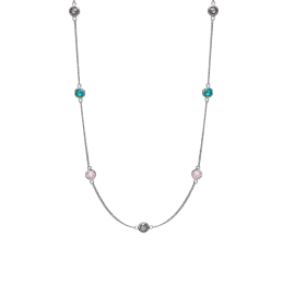 SØLV COLORFUL CHAMPAGNE HALSKÆDE - Sølv halskæde