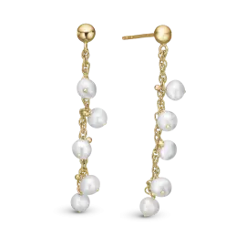 FORGYLDTE DANGLING PEARL ØRERINGE - Øreringe