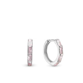 SØLV PINK BAQUETTE CREOL - Sølv øreringe