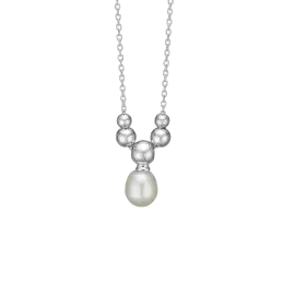 SØLV HALSKÆDE MED FERSKVANDSPERLE - Halskæde