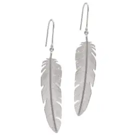 FEATHER EARHOOK RHODINERET LARGE - Heiring